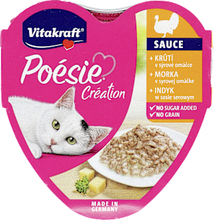 Mokra karma dla kota Poésie Création, indyk w sosie serowym Vitakraft
