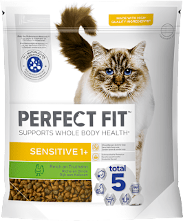 Trockenfutter Katze sensitive 1+ reich an Truthahn PERFECT FIT