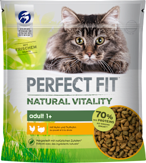 Trockenfutter Katze mit Huhn & Truthahn, natural vitality, Adult PERFECT FIT