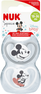 Smoczek uspokajający silikonowy 18-36m Space Disney Miki, biały NUK