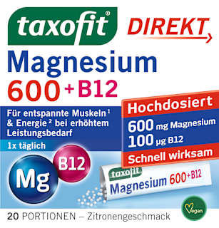 Magnesium 600 + B12 Direkt-Granulat 20 St taxofit