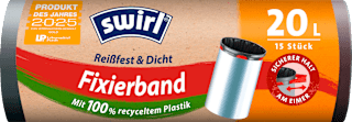 Müllbeutel 20 l Fixierband mit 100 % recyceltem Plastik Swirl