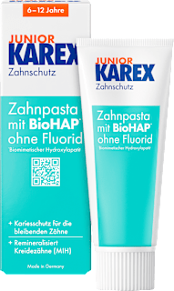 Zahnpasta Kinder Junior, ab 6 Jahren fluoridfrei KAREX