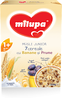 Musli Junior 7 cereale cu banane și prune 1+ Milupa