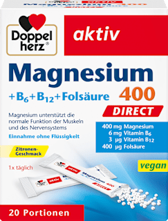 Magnesium 400 + Vitamine B6 + B12 + Folsäure Direktgranulat 20 St. Doppelherz