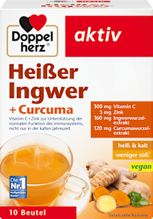 Heißer Ingwer + Kurkuma Heißgetränk (10 Stück), vegan Doppelherz