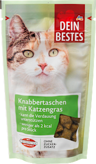 Katzenleckerli Knabbertaschen mit Katzengras Dein Bestes