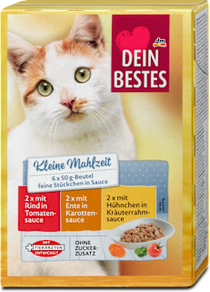 Nassfutter Katze Kleine Mahlzeit Rind, Ente & Hühnchen Dein Bestes