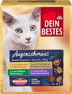 Храна за котки в сос с пилешко, пуешко, говеждо месо и риба (8x100g) DEIN BESTES