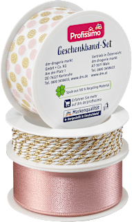 Set panglică cadou roz/alb-auriu-alb Profissimo