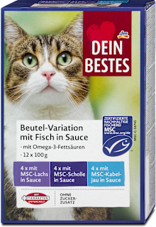 Nassfutter Katze Beutel-Variationen mit Fisch in Sauce Dein Bestes