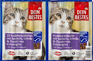 Katzenleckerli Knabberstäbchen mit Seelachs & Scholle Dein Bestes