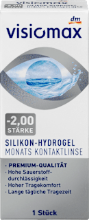 Soczewka kontaktowa miesięczna Silikon-Hydrogel, moc: - 2,0 VISIOMAX