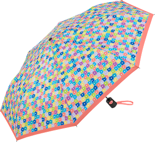 Мини автоматичен чадър на точки в цвят праскова United Colors of Benetton