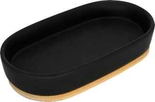Ablageschale aus Keramik & Bambus, schwarz Soapland