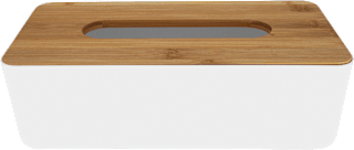 Taschentuch-Box Kunststoff mit Bambus Deckel weiß  Soapland