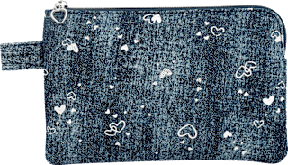 Kosmetiktasche Jeans mit Herzen silber Vito & Joe