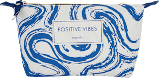 Kosmetiktasche weiß/blau "Positive Vibes"  Soapland