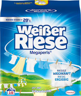 Vollwaschmittel Megaperls stark gegen Flecken Weißer Riese