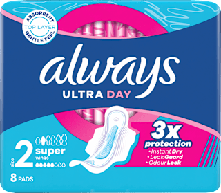Превръзки Ultra Day с крилца, размер 2 always
