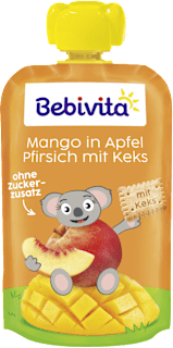 Voćna kašica od jabuke, breskve, manga i keksiju, 1+ god Bebivita