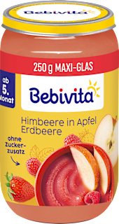 Früchte Himbeere, Erdbeere in Apfel ab dem 5. Monat Bebivita