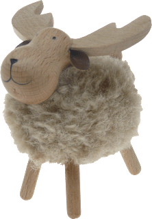 Holzelch mit Wolle & Lederohren, beige Dekorieren & Einrichten