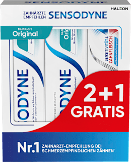 Zahnpasta Set MultiCare Original 2 +1 Gratis Sensitivität & Zahnfleisch Sensodyne