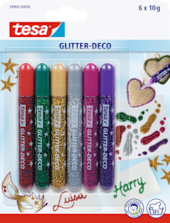 Glitzerkleber Glitter-Deco 6er Packung sortiert 6 x 10 g  tesa