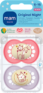 Schnuller Original Night Silikon pink/lila, 6-16 Monate mam