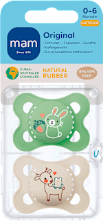 Schnuller Original Kautschuk, grün/beige, 0-6  Monate mam