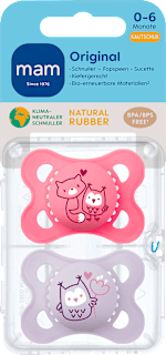 Schnuller Original Kautschuk, rosa/flieder, 0-6  Monate mam