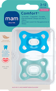 Schnuller Comfort Silikon, blau/grün, 3-12 Monate mam