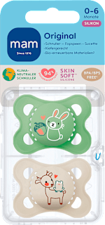 Schnuller Original Silikon, grün/beige, 0-6 Monate mam