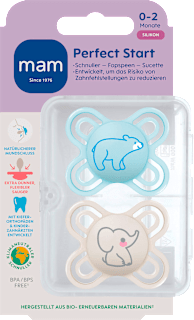 Schnuller Original Start Silikon, blau/creme, 0-2 Monate mam