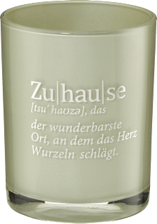 Kerzenhalter aus Glas "Zuhause", salbei-silber Dekorieren & Einrichten