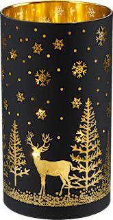 LED-Windlicht (16,5 cm), schwarz-gold Dekorieren & Einrichten