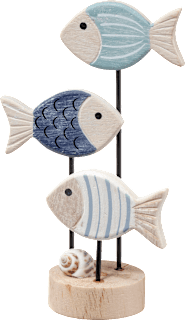 Holzaufsteller drei Fische, blau/natur Dekorieren & Einrichten