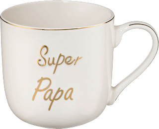 Kaffeebecher Jumbo "Super Papa", weiß-gold Dekorieren & Einrichten