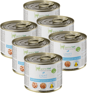 Nassfutter Katze mit Geflügel, Light low calorie, Multipack (6x200 g) OrganicVet