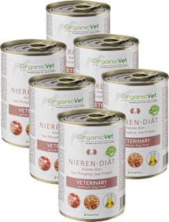 Nassfutter Hund mit Geflügel & Rind, Nieren Diät, Multipack (6x400 g) OrganicVet