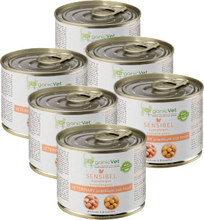 Nassfutter Katze mit Geflügel, sensibel hypoallergen, Multipack (6x200 g) OrganicVet