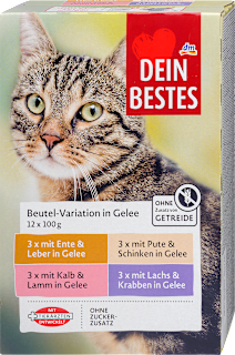 Nedves eledel válogatás felnőtt macskáknak zselében, multipack Dein Bestes
