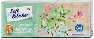 Reciklirane papirnate maramice, 4-slojne, 15 x 10 kom. Soft&Sicher