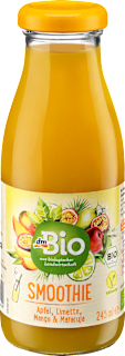 Bio sadni sok iz več vrst sadja, z jabolkom, limeto, mangom in marakujo dmBio
