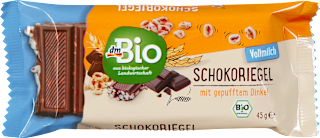Čokoládová tyčinka s pufovanou špaldou dmBio