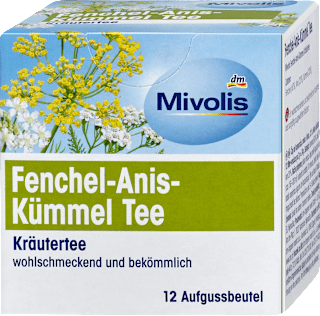 Zeliščni čaj s komarčkom, janežem in kumino (12 x 2 g) Mivolis