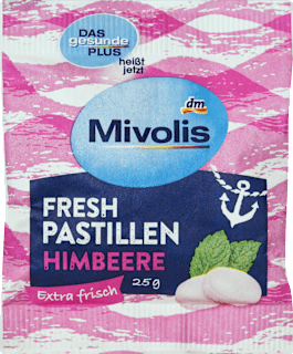 Frissítő cukorka, málna ízű, édesítőszerekkel Mivolis