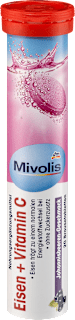 Šumeće tablete gvožđe + vitamin ,  ukus: crna ribizla, sa zaslađivačima Mivolis