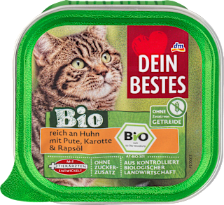 Mokra karma dla kota BIO, kurczak i indyk Dein Bestes